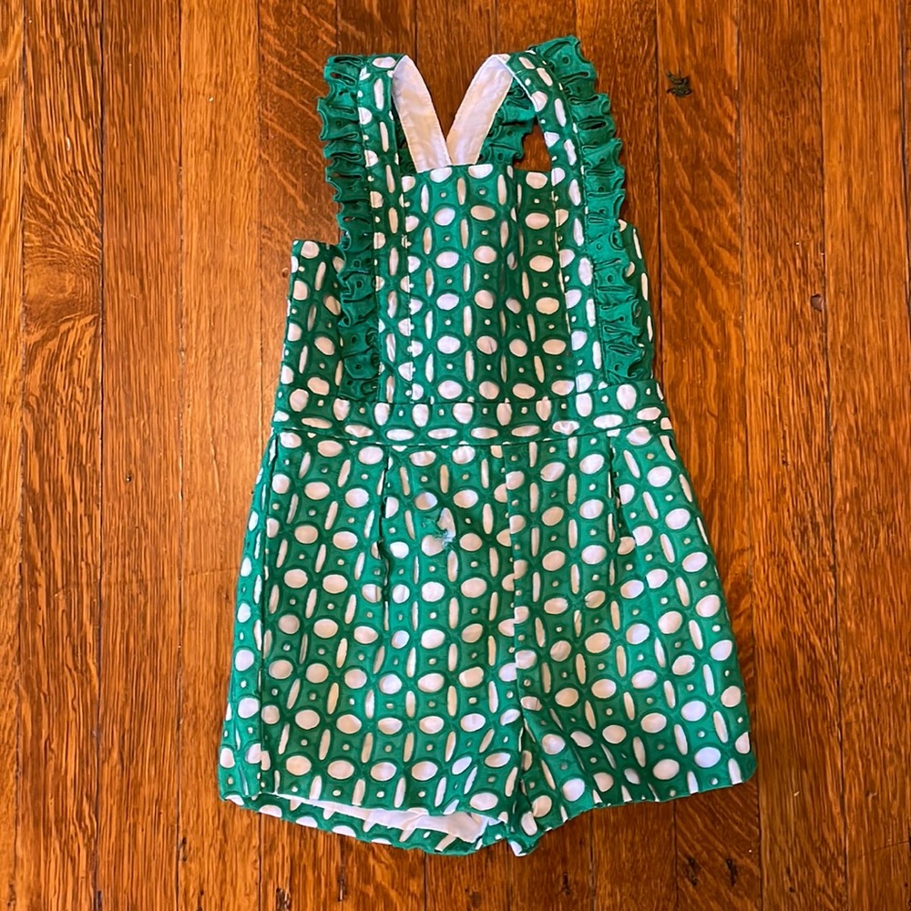 Janie and Jack 3T green and white romper new with tags